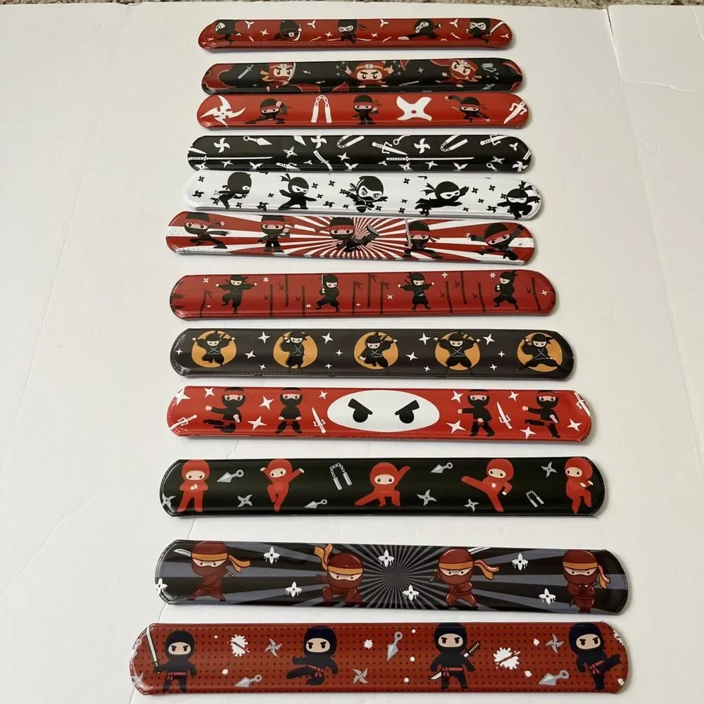 Ninja Slap Party Favor Bracelets 48 Pack Treasure Box 12 Designs 4 Each Design
